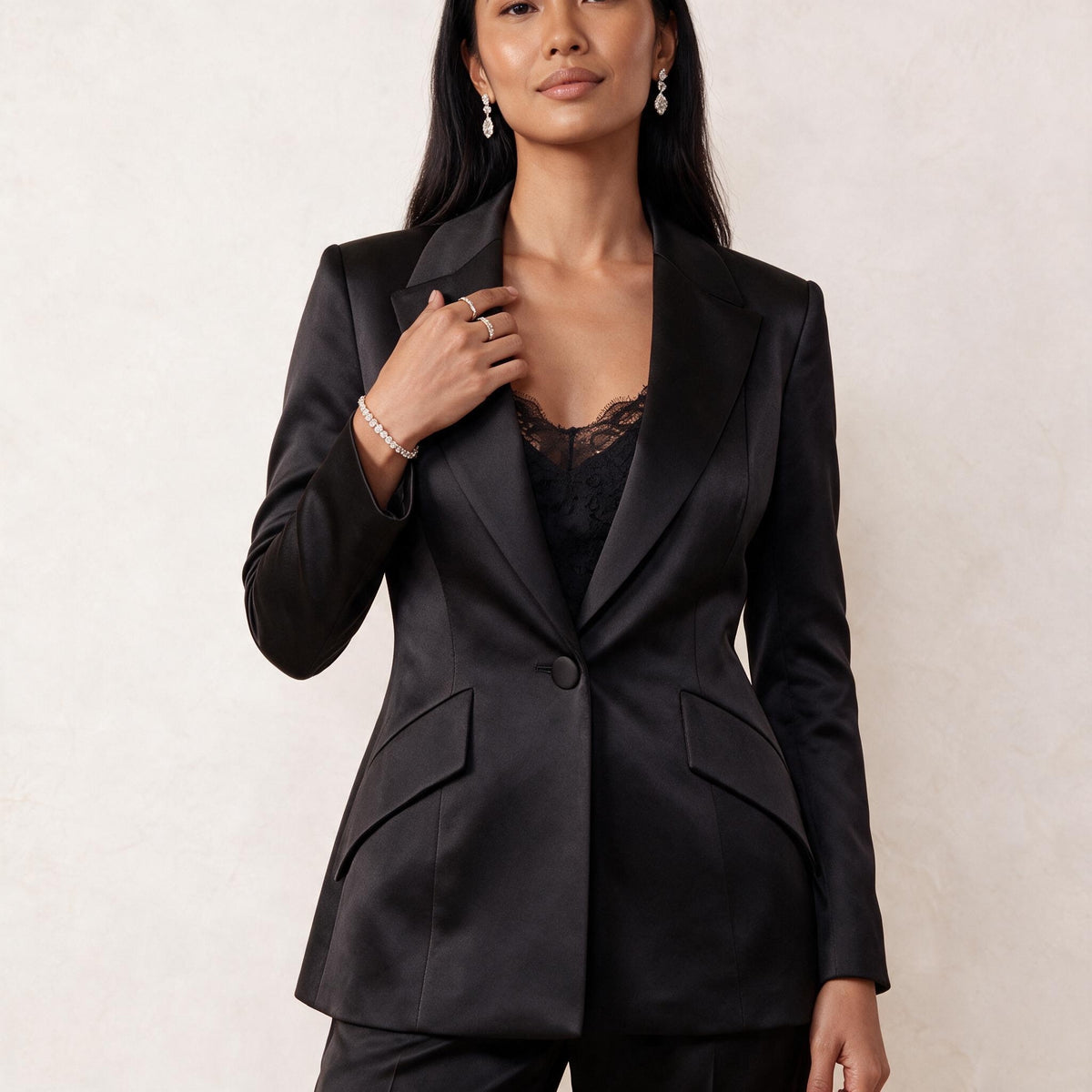 Black Silk Peplum Jacket