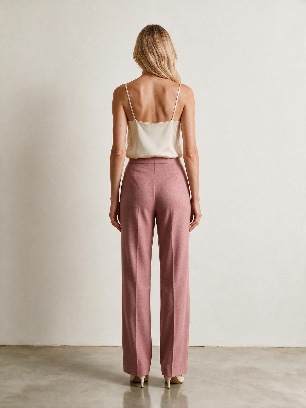 Blush Pink Wool Trousers