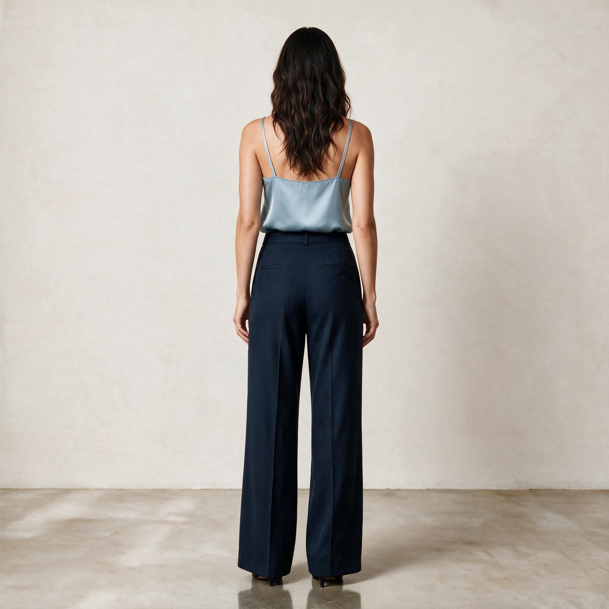 Navy Chalk Stripe Trousers