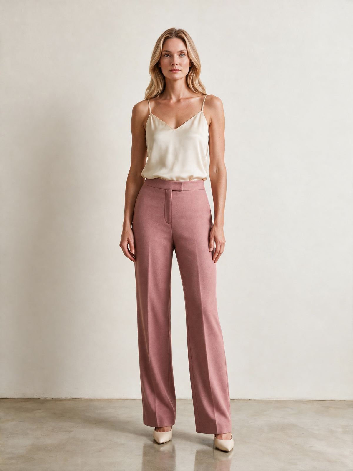 Blush Pink Wool Trousers