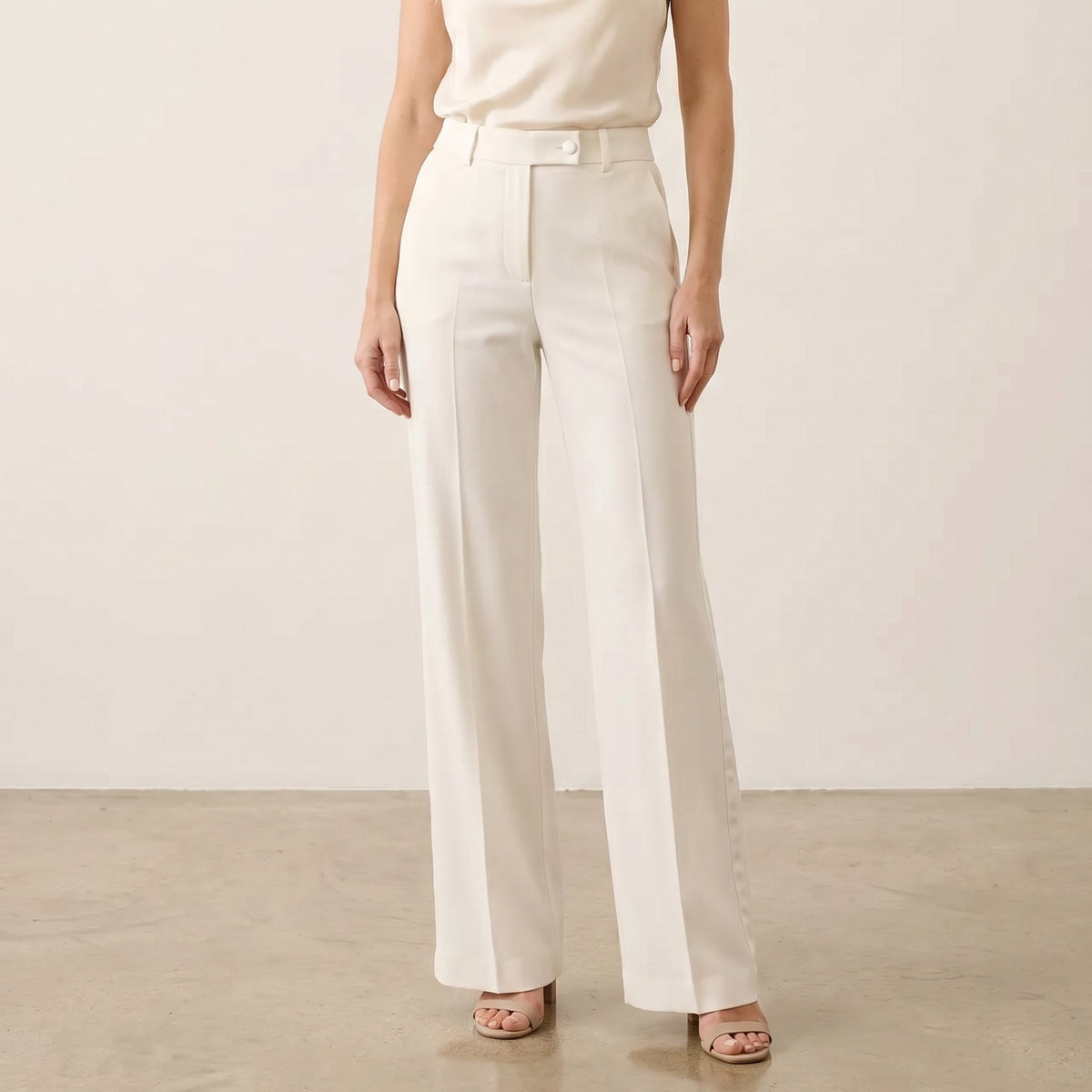 Holden and Hunt - Cream Tuxedo Trousers - Front
