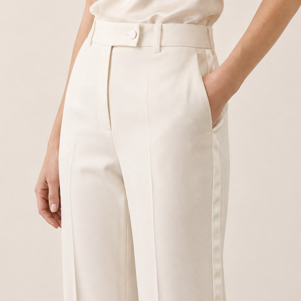 Holden and Hunt - Cream Tuxedo Trousers - Detaik