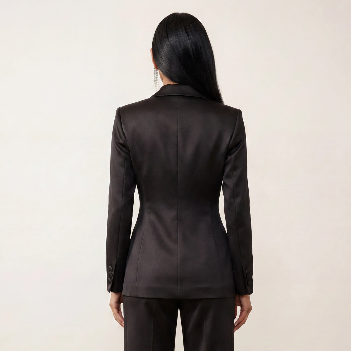 holden and hunt - black silk peplum jacket - back