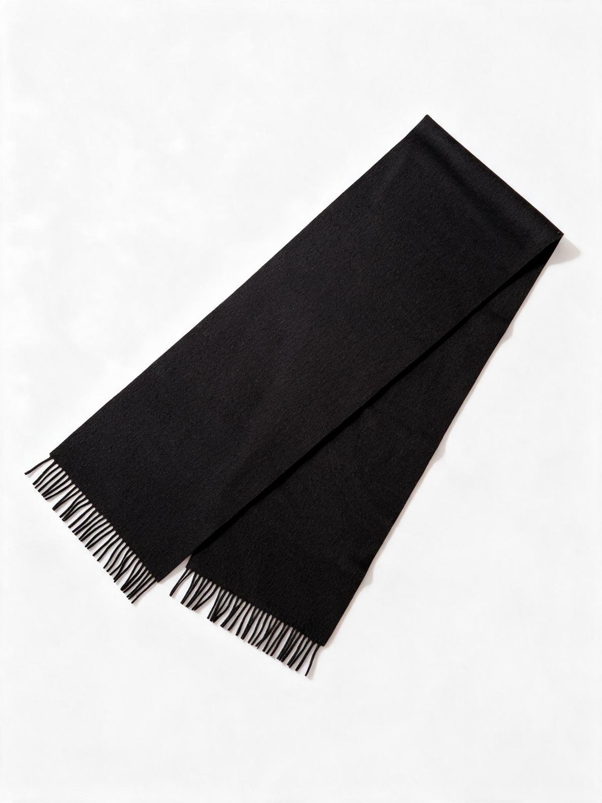 Black cashmere scarf with fringed ends by Holden & Hunt