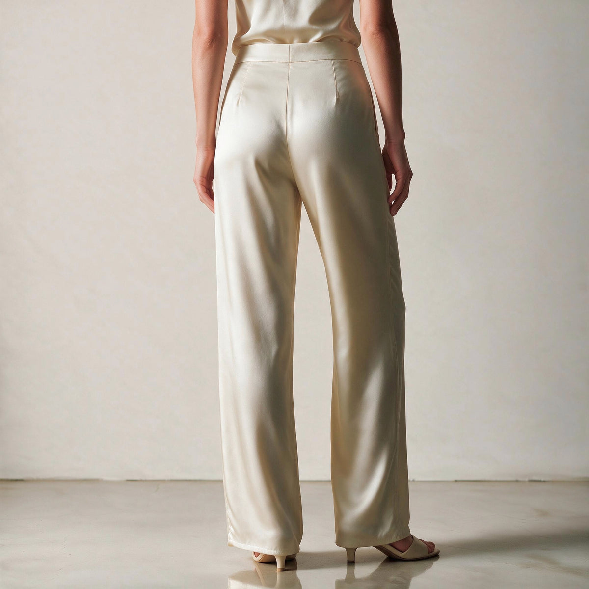 Holden and Hunt - champagne silk trousers - back