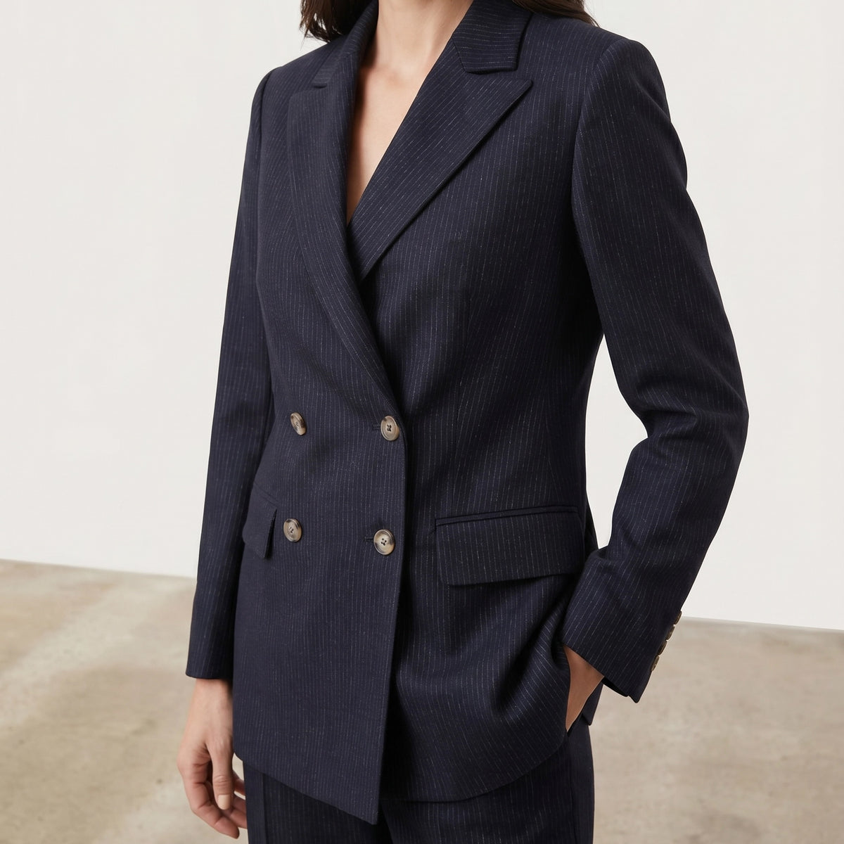 Holden and Hunt - Navy Chalk Stripe Jacket - Side
