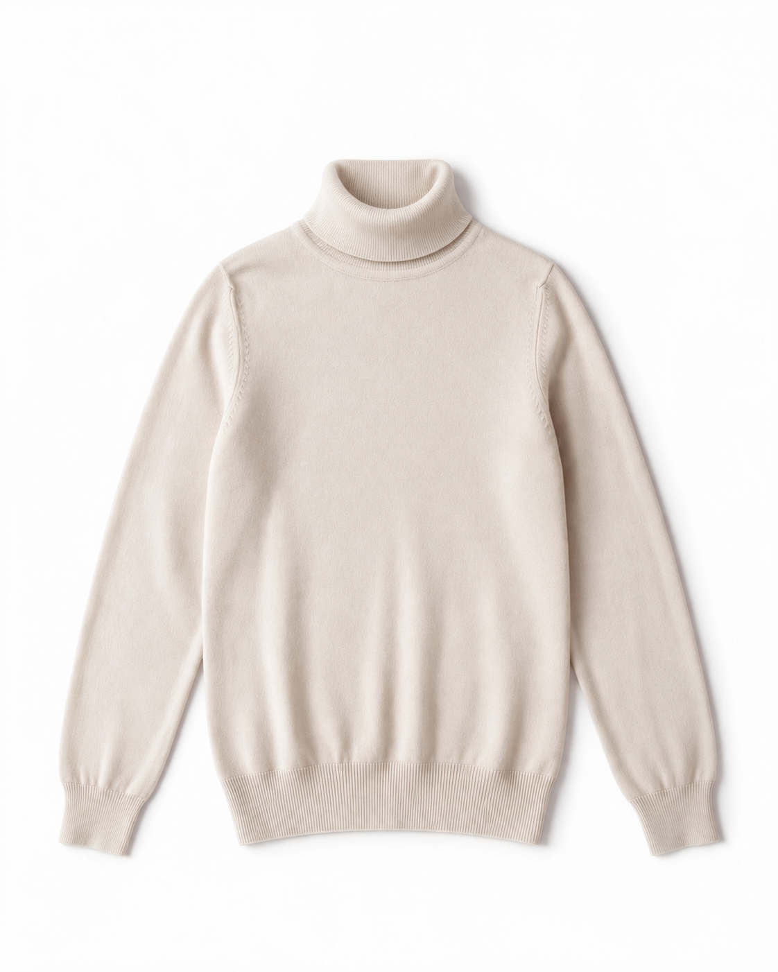 Cream 100% cashmere roll neck jumper