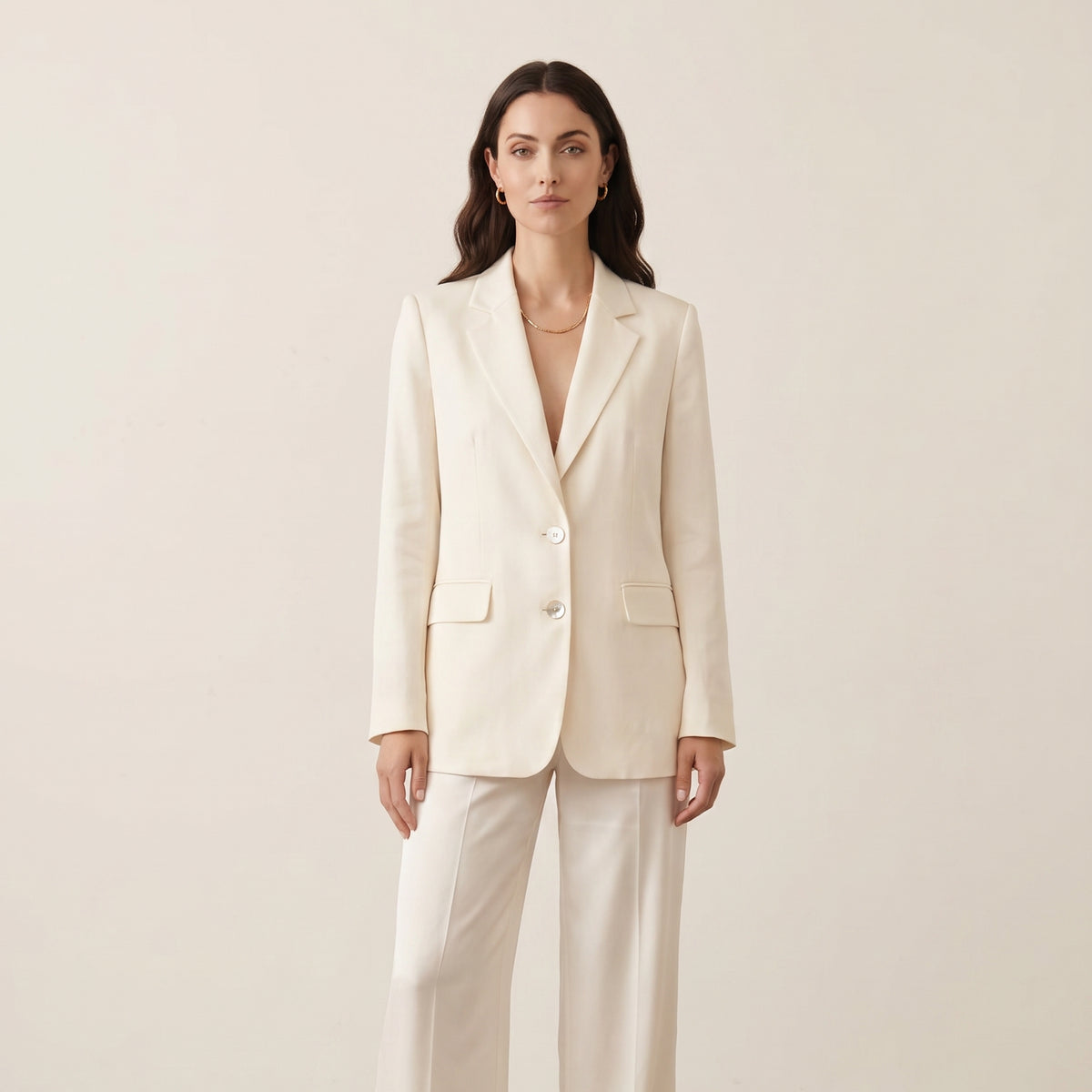Holden and Hunt - Ivory Sandwashed Silk Jacket - Front