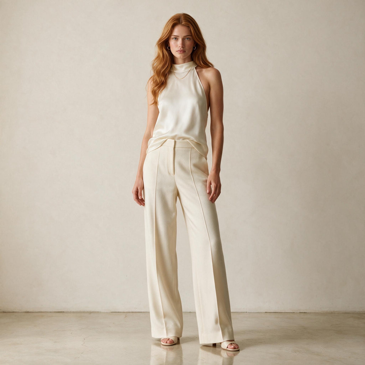Holden and Hunt - Champagne silk halterneck - Front full