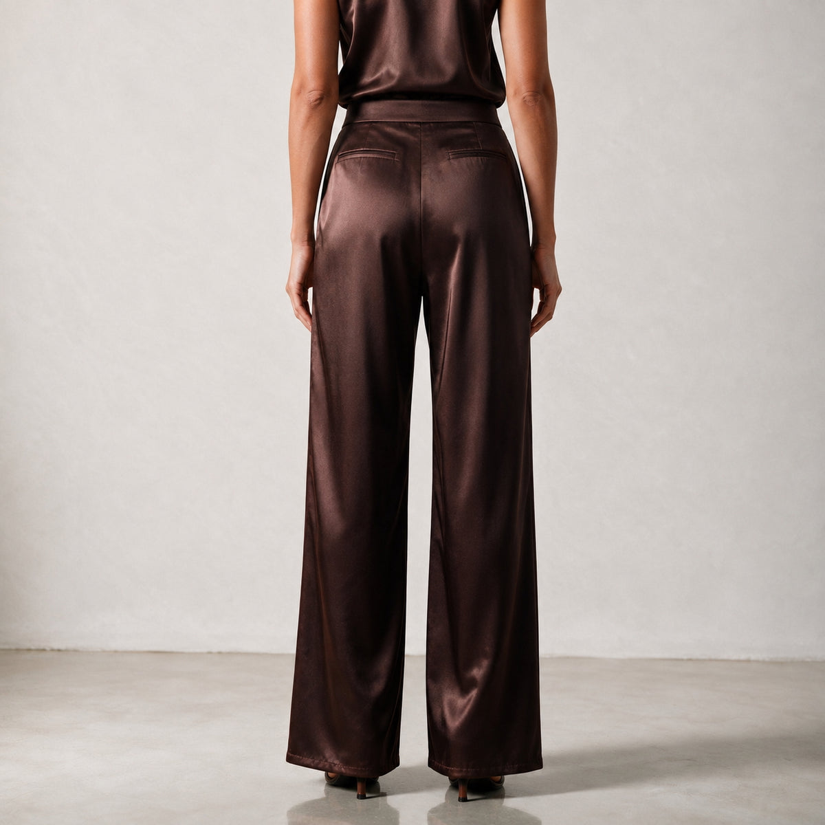 Holden and Hunt - Chocolate silk trousers - back