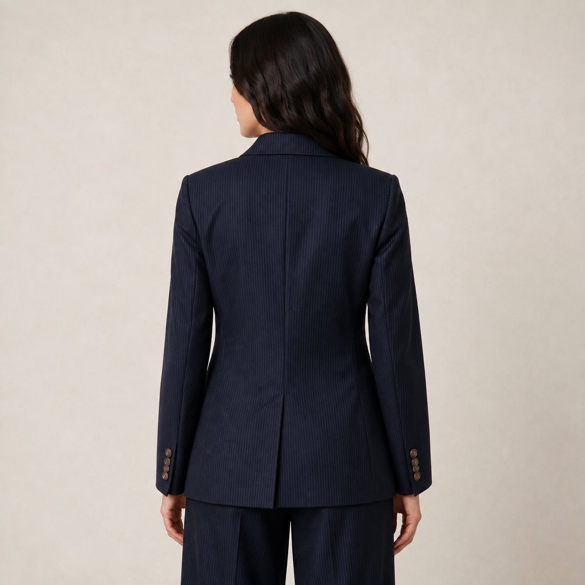 holden and hunt - navy chalk stripe jacket - back