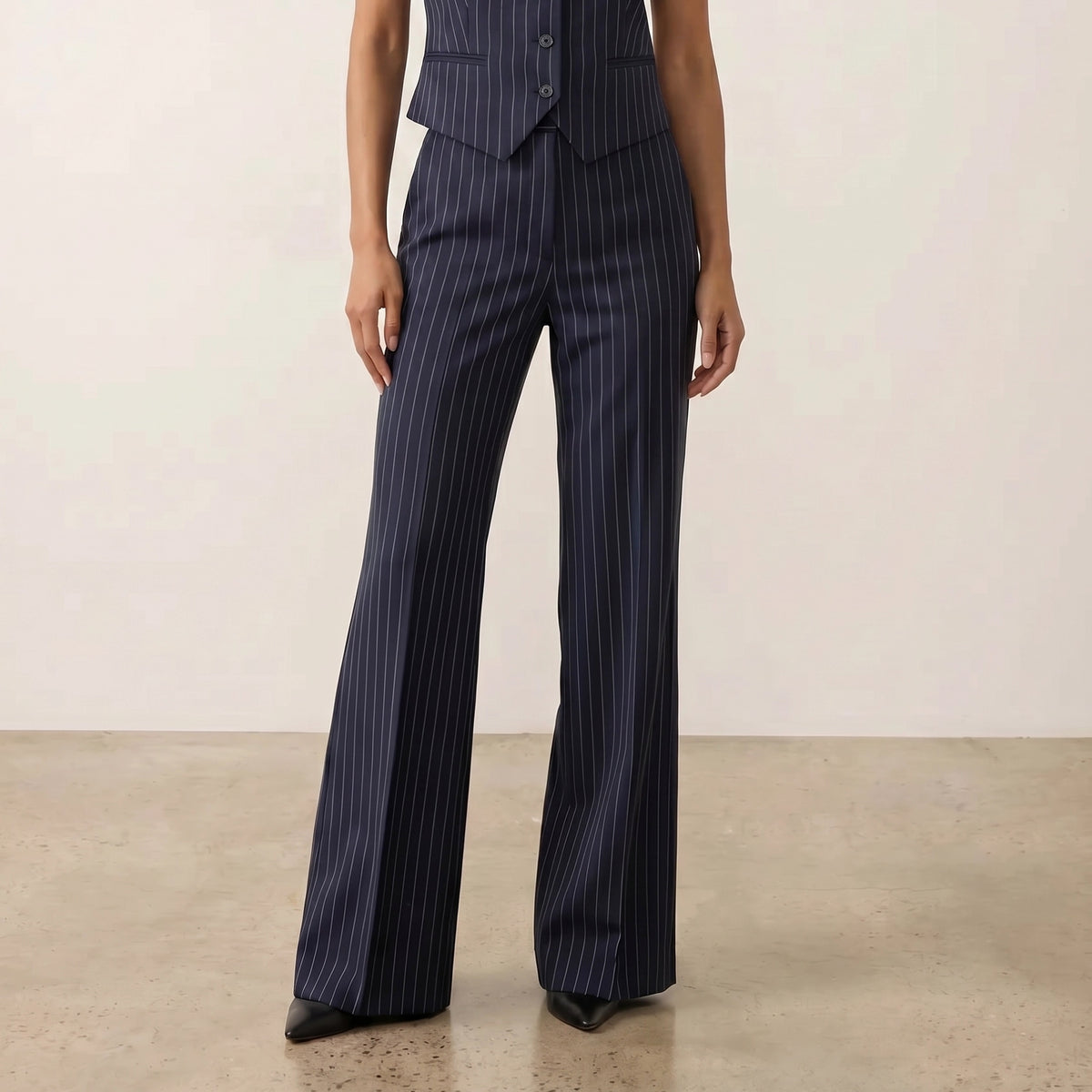 Holden and Hunt - Navy Pinstripe Trousers - Front