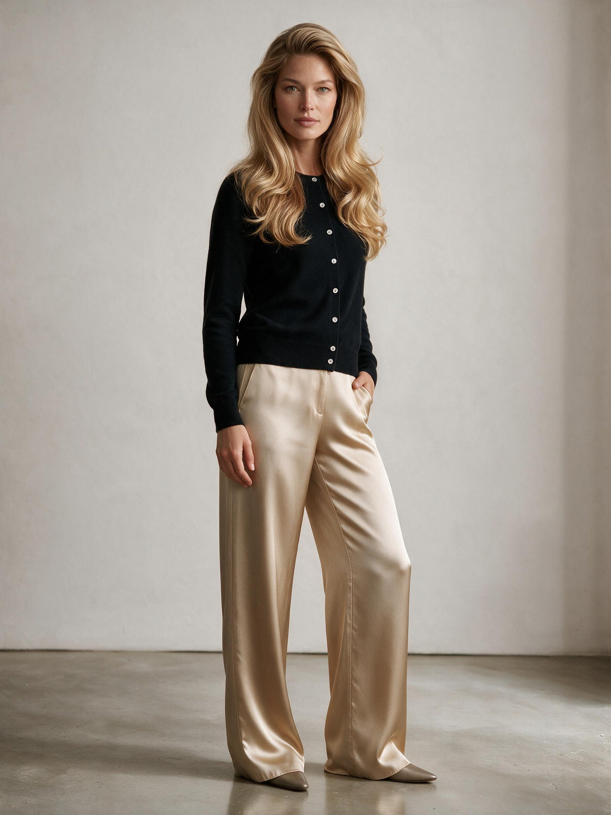 Black cashmere cardigan full length