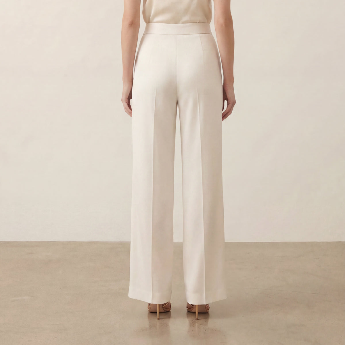 Holden and Hunt - Ivory Sandwashed Silk Trousers - Back