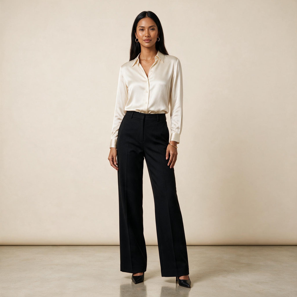 Holden and Hunt - Cream Silk Shirt - Front