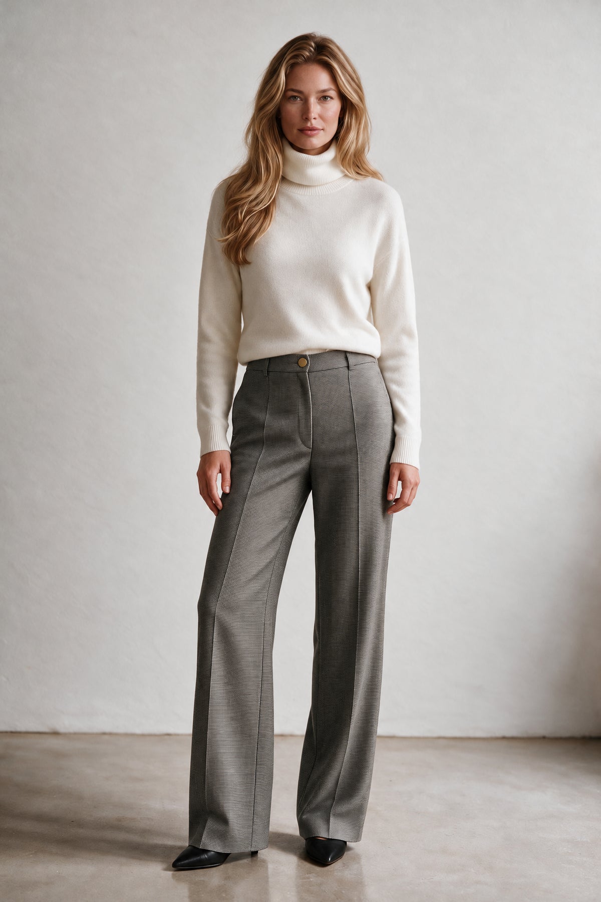 Brown puppytooth tailored trousers