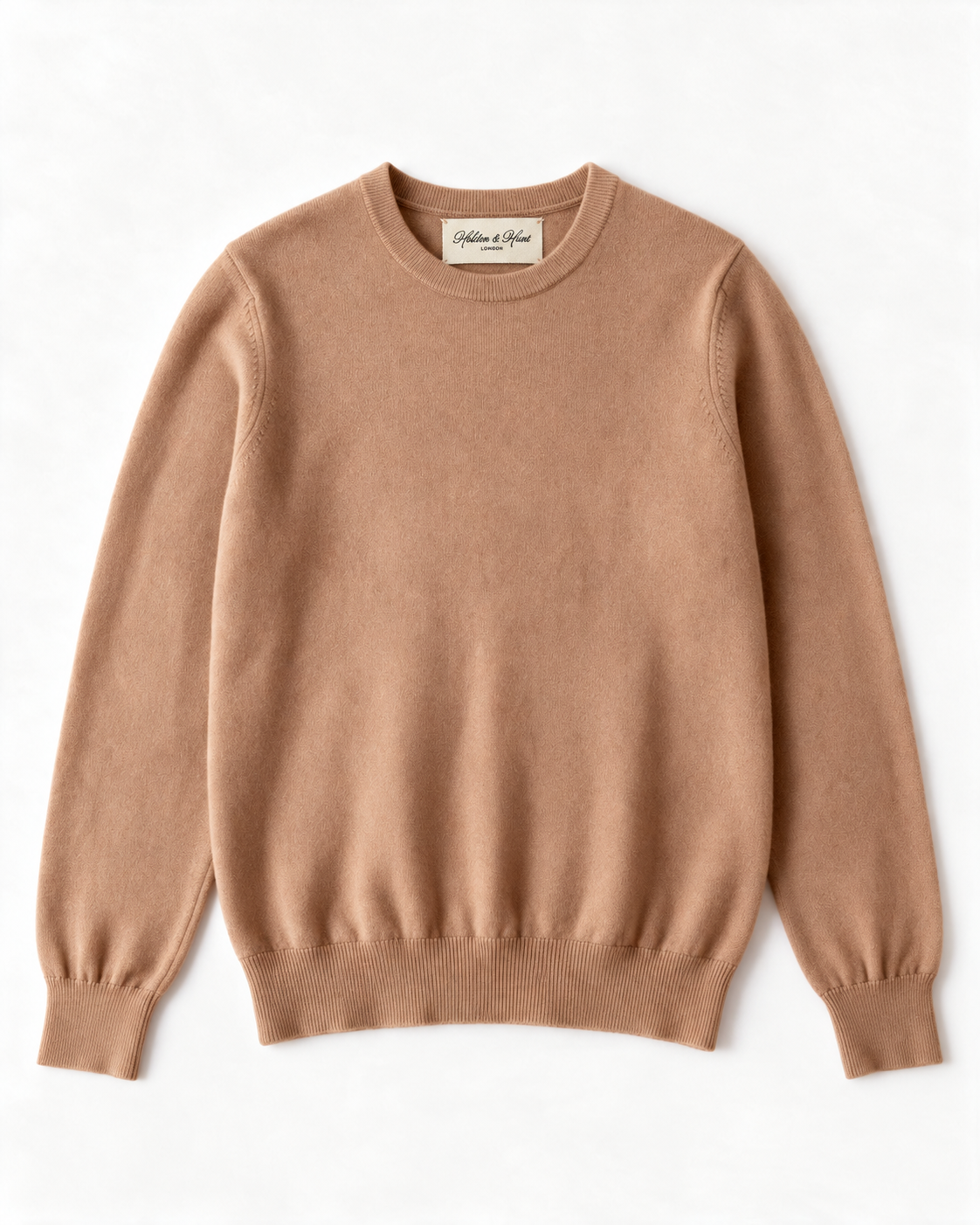 Camel cashmere crew neck jumper