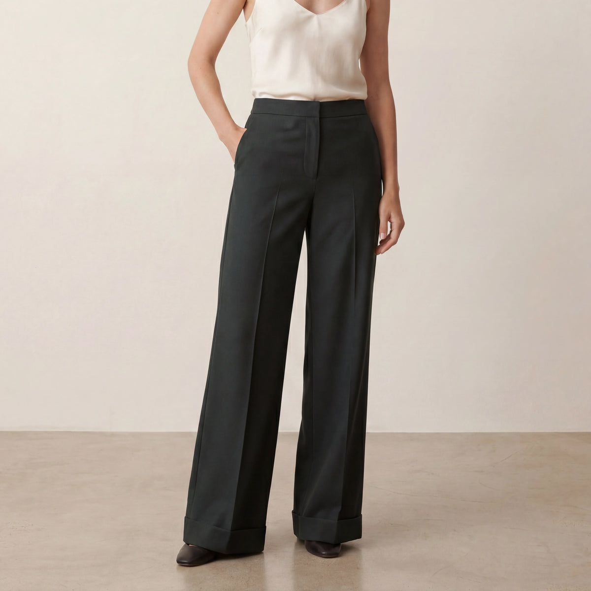 Holden and Hunt - Dark green wool trousers - front
